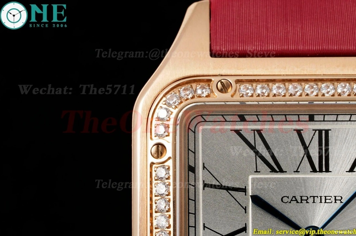 Dumont RG SA AF Quartz Santos Dial Dia Silver Red 0308